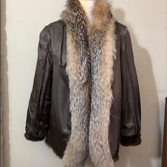 Saga Chestnut Mink Jacket with Full Length Fox Collar Stunning - Picture 8 of 12